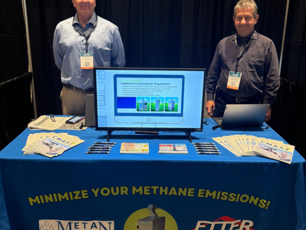Tom Etter & John Nurkowski at the CMAS booth for the 2024 Methane Mitigation Summit