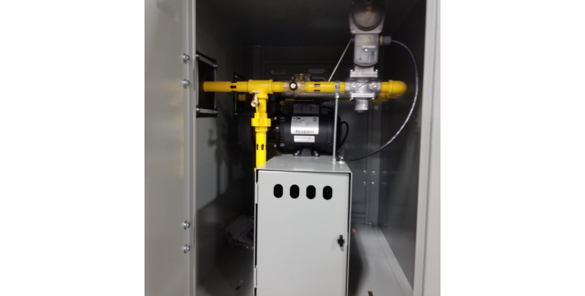 E101P-S-PCFM-REG-GEN-UPS-TRNS – Packaged Gas Booster System for supplying gas to generators.