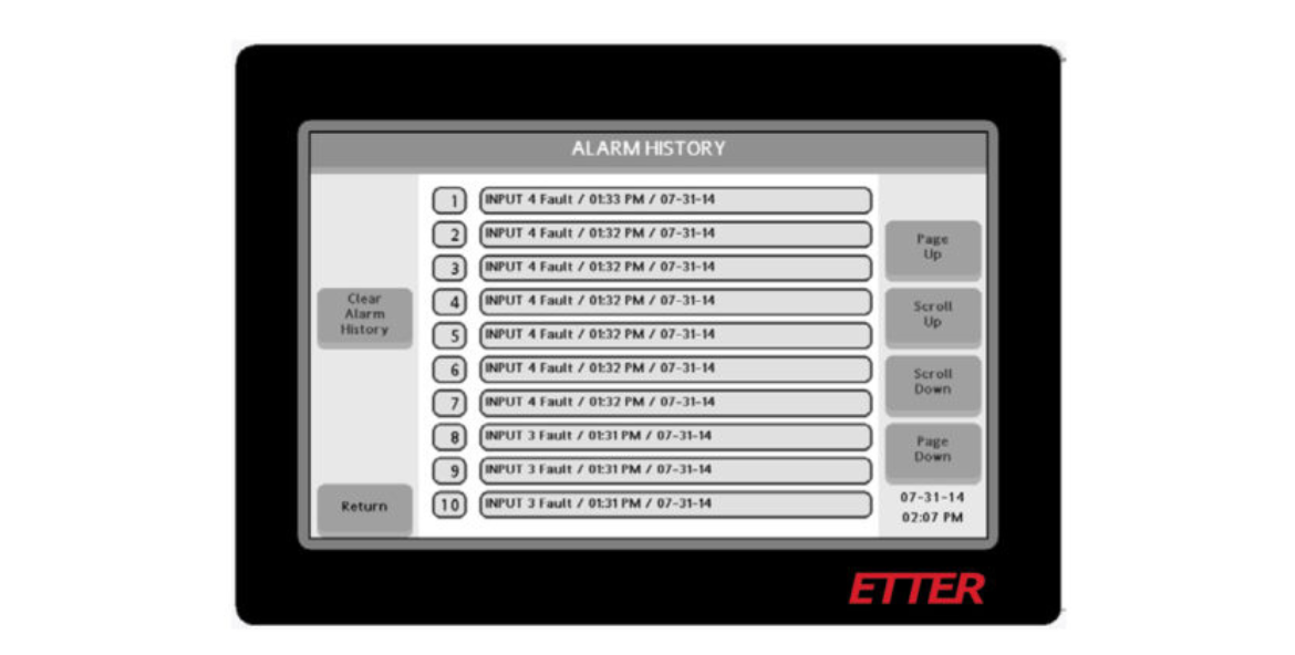 IntelliWorx: Human Machine Interface (HMI) touchscreen first-out annunciator.