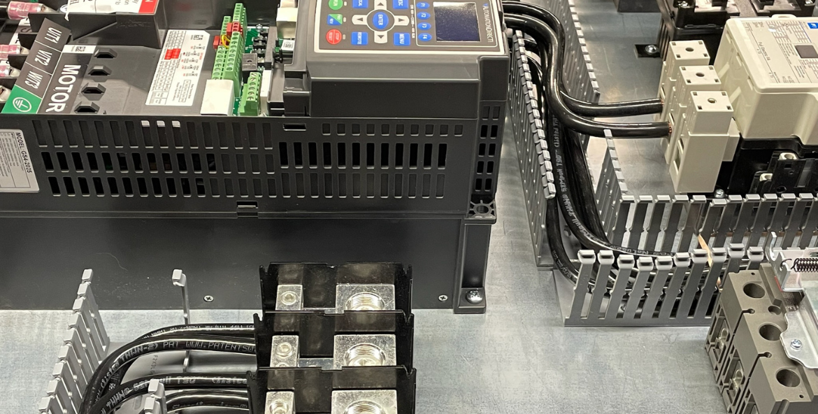 ControlWorx - Large Variable Frequency Drive (VFD) control panel in process.
